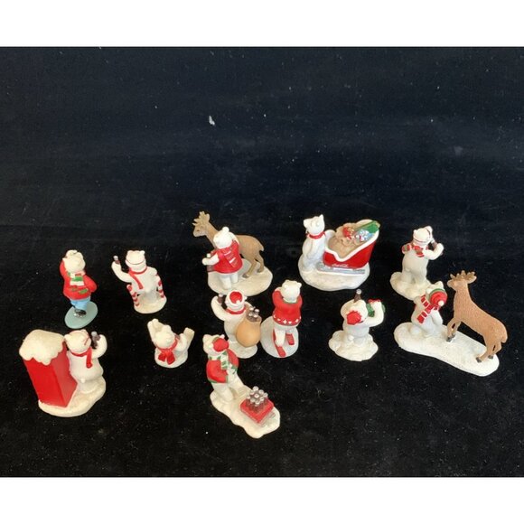 Lot of 12 Coca-Cola Hawthorne Village Figurines Polar Bears 2002 Miniature Vtg - Picture 9 of 11